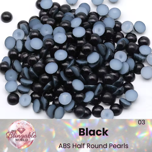 Black - Half round Pearls