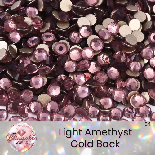 Light Amethyst - Gold Back Glass Flatback Rhinestone