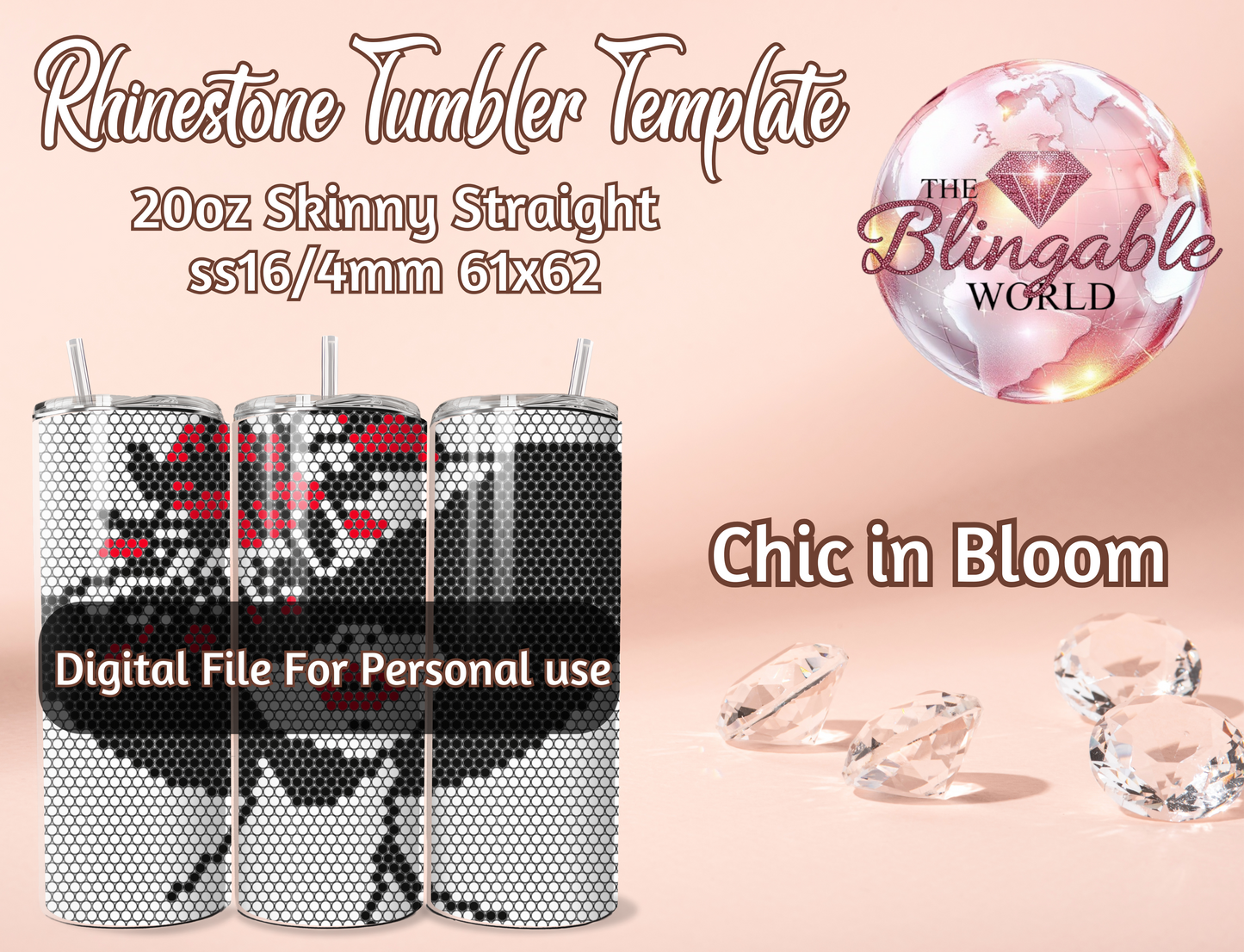 Chic in Bloom - 20oz Tumbler Template *Digital File*