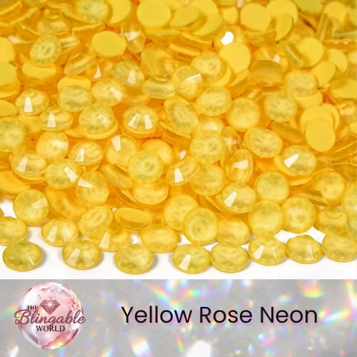 Yellow Rose Neon - Glass Flatback Rhinestone