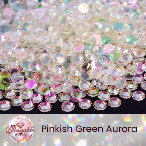 Pinkish Green Aurora - Glass Flatback Rhinestone
