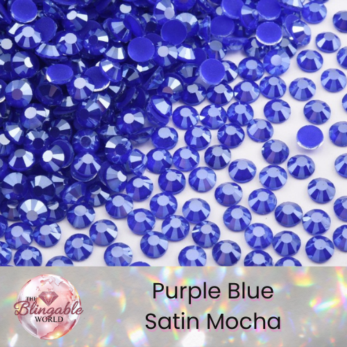 Purple Blue Satin Mocha - Glass Flatback Rhinestone