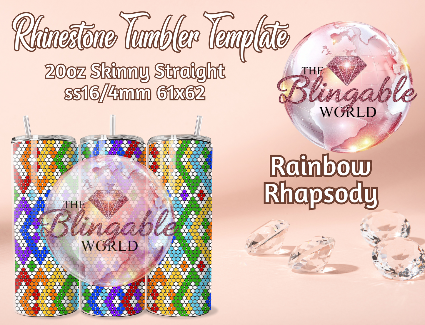 20oz Tumbler Template - Rainbow Rhapsody *Digital File*