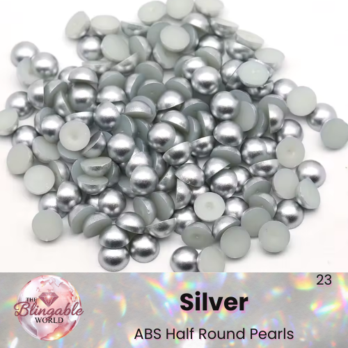 Silver - Half Round Pearls