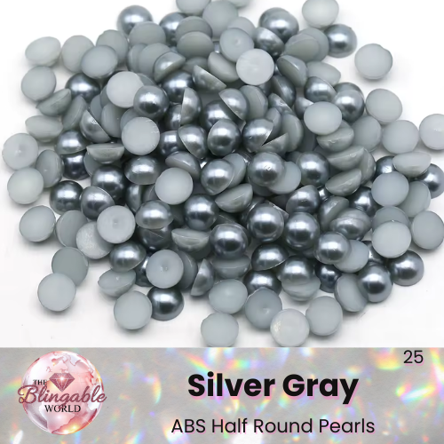 Silver Gray - Half Round Pearls