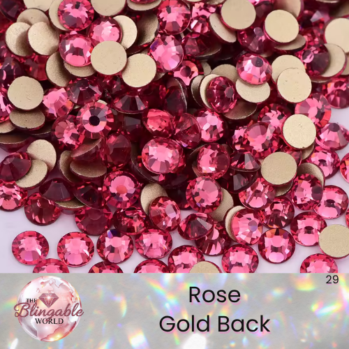 Rose - Gold Back Glass Flatback Rhinestone
