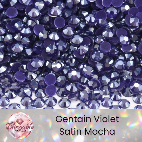 Gentian Violet Satin Mocha - Glass Flatback Rhinestone