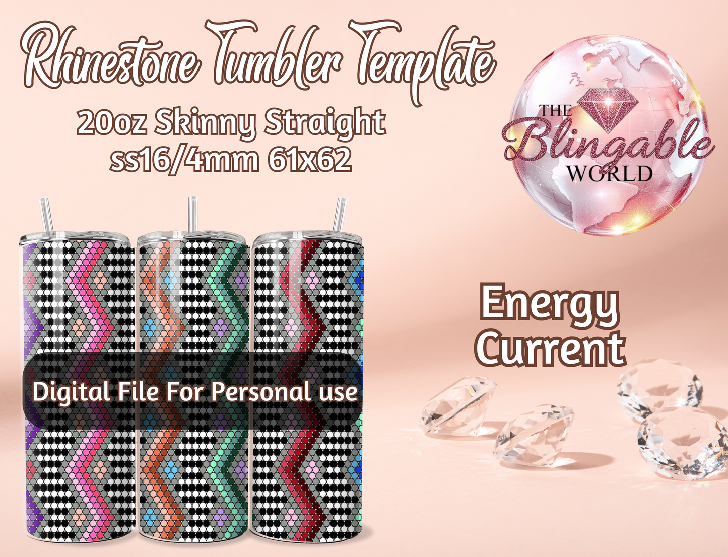 20oz Tumbler Template - Energy Current *Digital File*