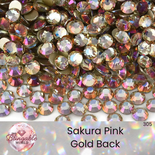 Sakura Pink - Gold Back Glass Flatback Rhinestone