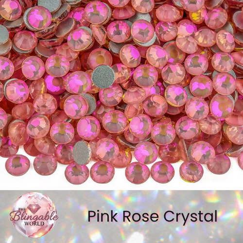 Pink Rose Crystal - Glass Flatback Rhinestone