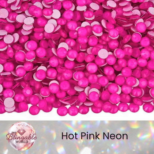 Hot Pink Neon - Glass Flatback Rhinestone