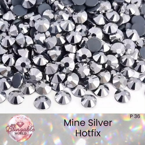 Mine Silver - Hotfix Glass Flatback Rhinestone