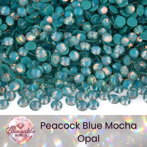 Peacock Blue Mocha Opal - Glass Flatback Rhinestone