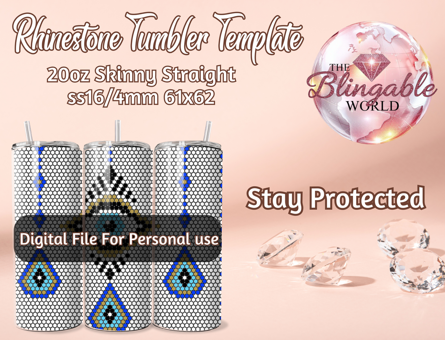 20oz Tumbler Template - Stay Protected *Digital File*