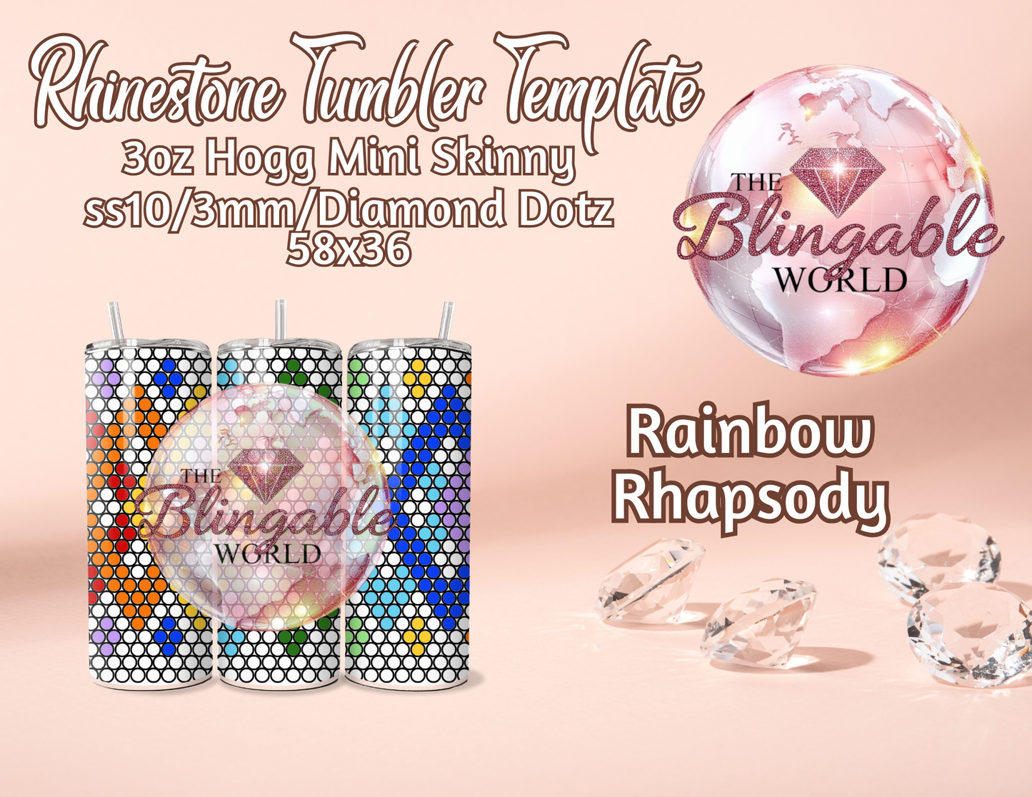 3oz Tumbler Template - Rainbow Rhapsody *Digital File*