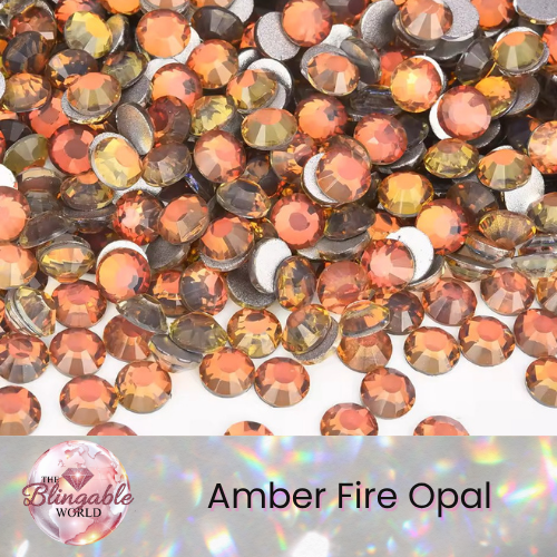 Amber Fire Opal - Glass Flatback Rhinestone