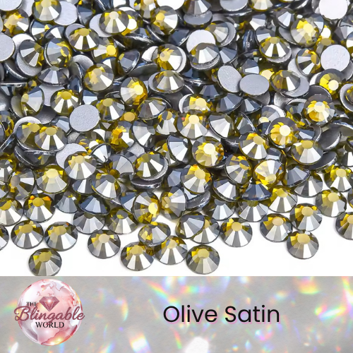 Olive Satin - Glass Flatback Rhinestone