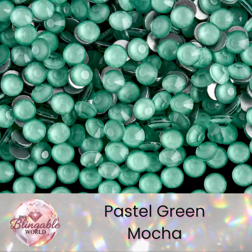 Pastel Green Mocha - Glass Flatback Rhinestone