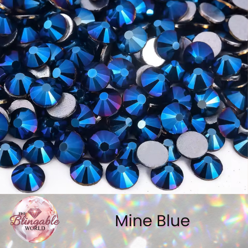 Mine Blue - Glass Flatback Rhinestone