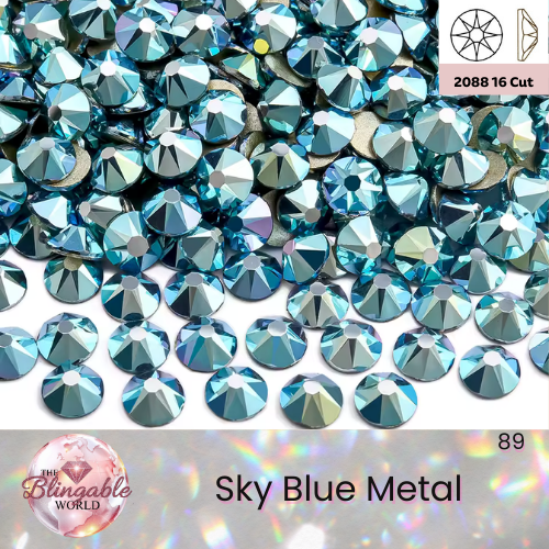 Sky Blue Metal - 2088 Glass Flatback Rhinestone