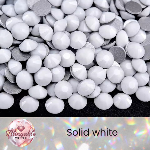 Solid White - Glass Flatback Rhinestone