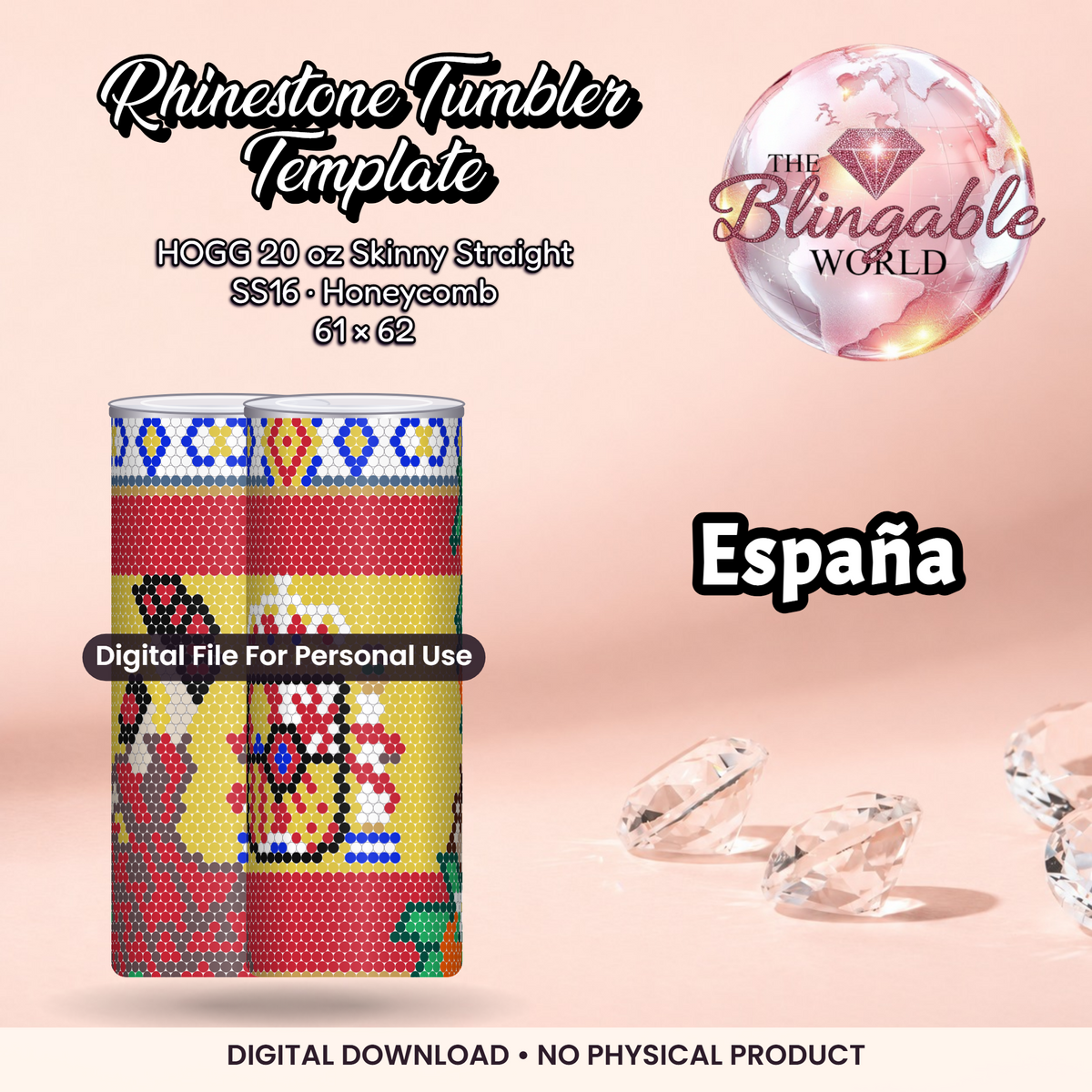 España - 20oz Honeycomb Tumbler Template *Digital File* product mockup