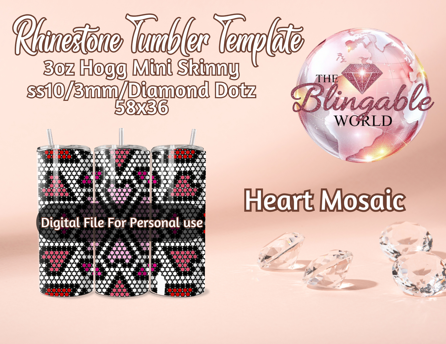 Heart Mosaic - 3oz Tumbler Template *Digital File*