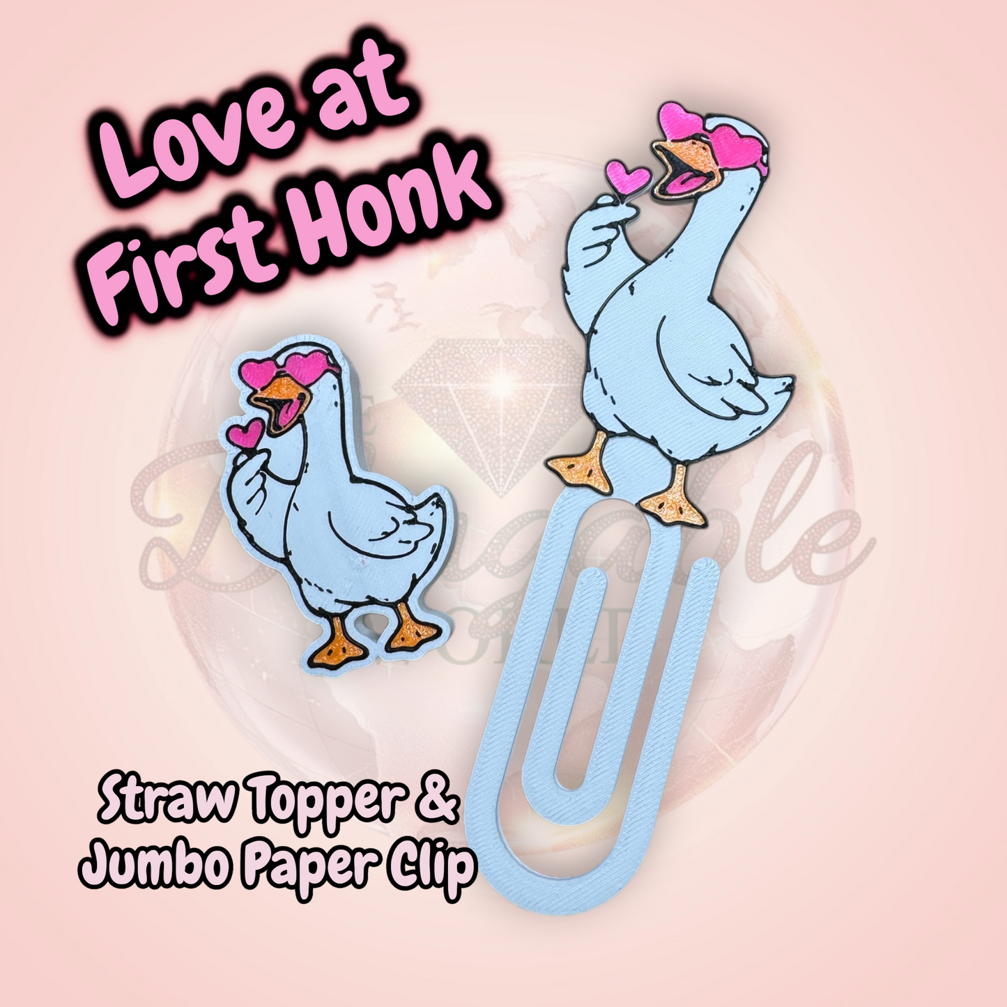 Love at First Honk Straw Topper & Jumbo Paper Clip