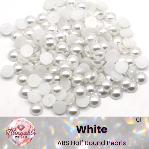 White - Half round Pearls