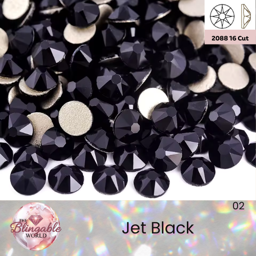Jet Black - 2088 Glass Flatback Rhinestone