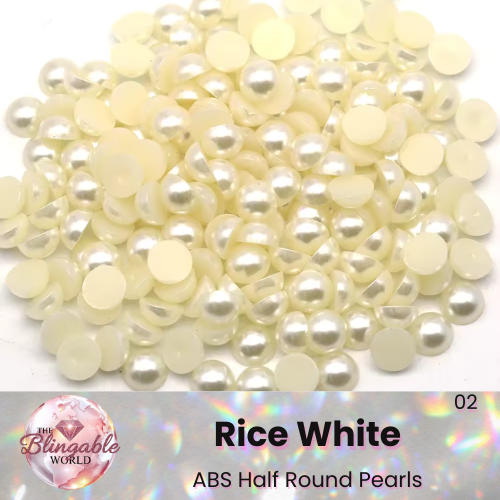 Rice White - Half round Pearls
