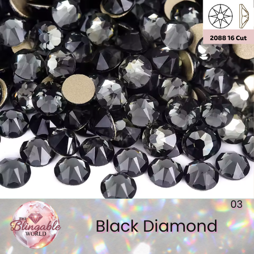 Black Diamond - 2088 Glass Flatback Rhinestone