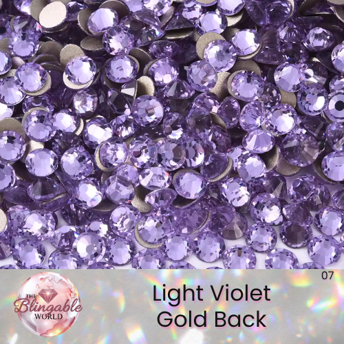 Light Violet - Gold Back Glass Flatback Rhinestone