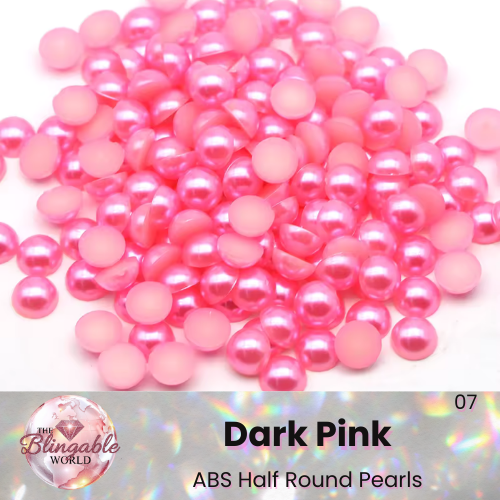 Dark Pink - Half Round Pearls