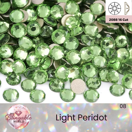 Light Peridot - 2088 Glass Flatback Rhinestone
