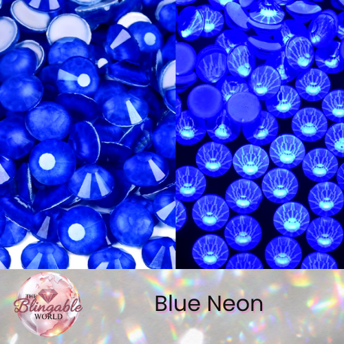 Blue Neon - Glass Flatback Rhinestone