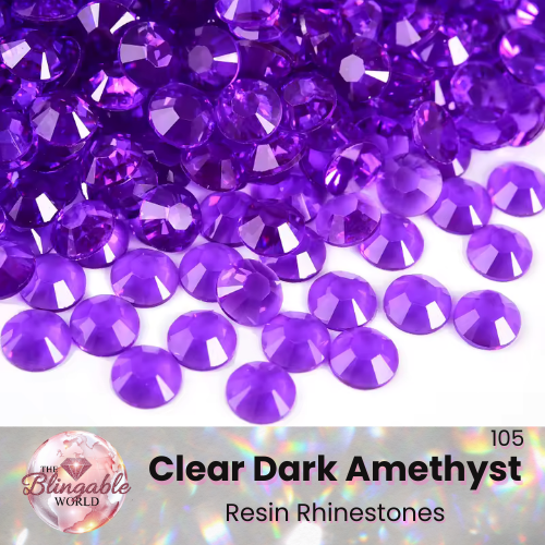 Clear Dark Amethyst - Resin Flatback Rhinestone
