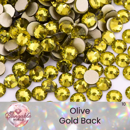 Olive - Gold Back Glass Flatback Rhinestone