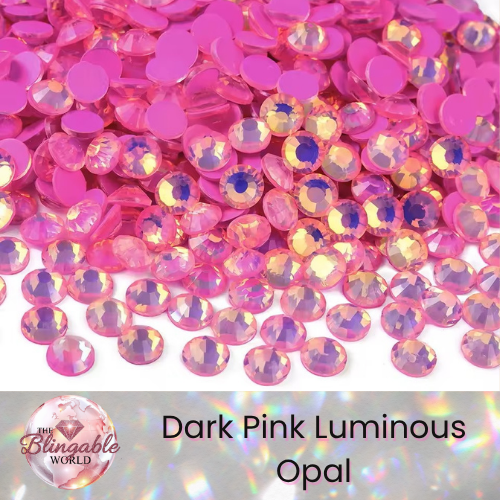 Dark Pink Luminous Opal - Glass Flatback Rhinestone