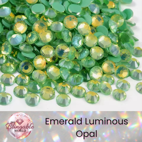 Emerald Luminous Opal - Glass Flatback Rhinestone
