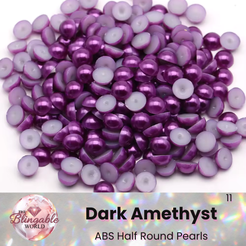 Dark Amethyst - Half Round Pearls