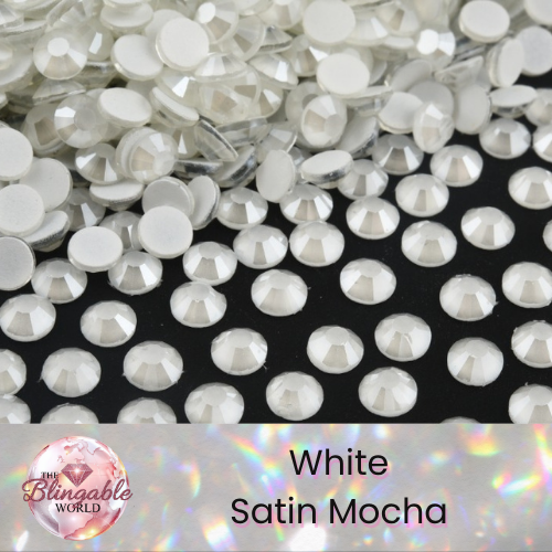 White Satin Mocha - Glass Flatback Rhinestone