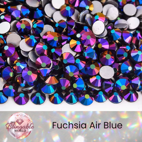 Fuchsia Air Blue - Glass Flatback Rhinestone
