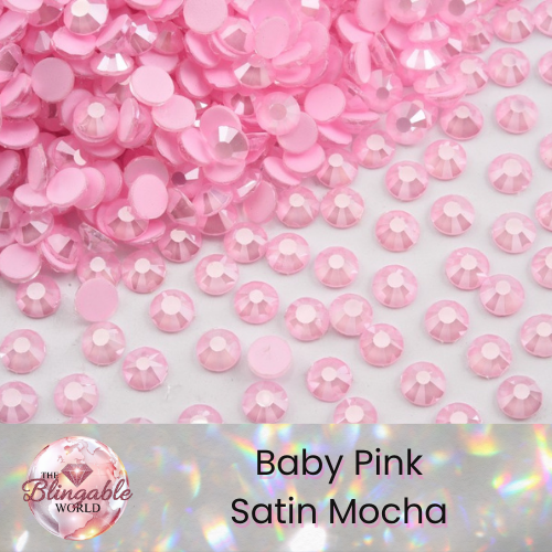 Baby Pink Satin Mocha - Glass Flatback Rhinestone