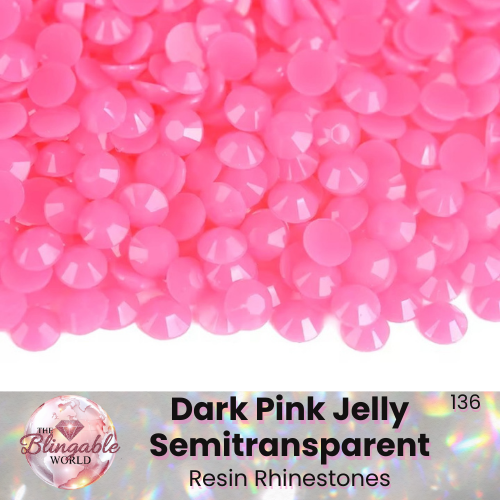 Dark Pink Jelly Semitransparent - Resin Flatback Rhinestone