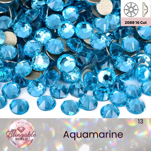 Aquamarine - 2088 Glass Flatback Rhinestone