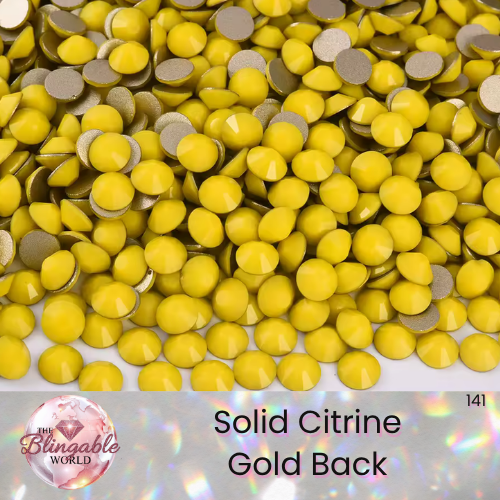 Solid Citrine - Gold Back Glass Flatback Rhinestone