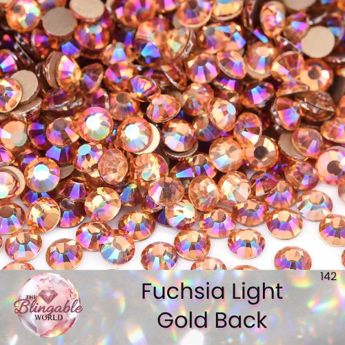 Fuchsia Light - Gold Back Glass Flatback Rhinestone