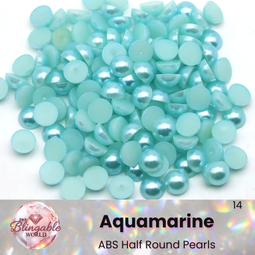 Aquamarine - Half Round Pearls