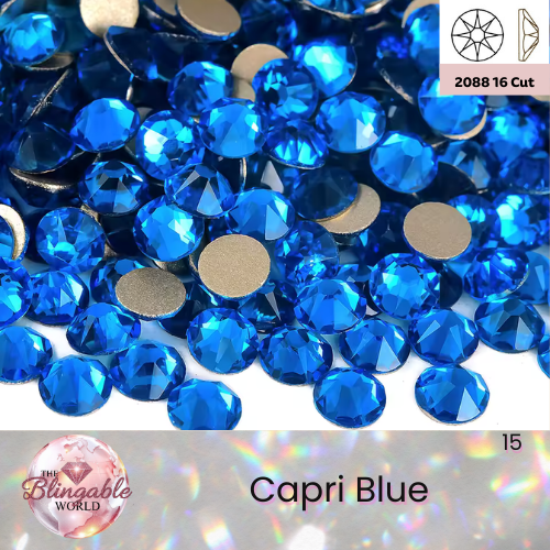Capri Blue - 2088 Glass Flatback Rhinestone
